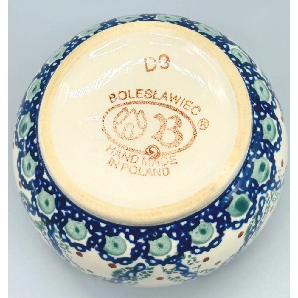 Boleslawiec Creamer and Sugar Bowl Set Mediterranean Wave Polish Pottery‎